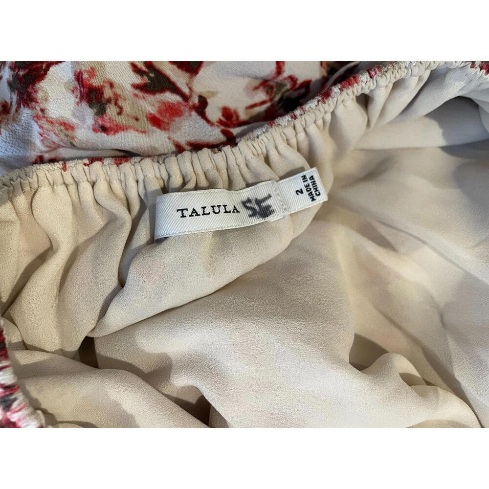 Aritzia Talula Cosimo Midi Dress Floral Open Cross Back Lined White Red Size 2 - Picture 5 of 7